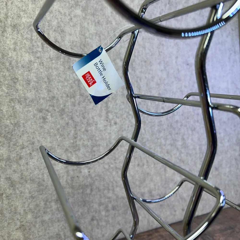 Good‎ Cook Freestanding Chrome Metal 6 Six Bottle Wine Rack Holder Stand NEW